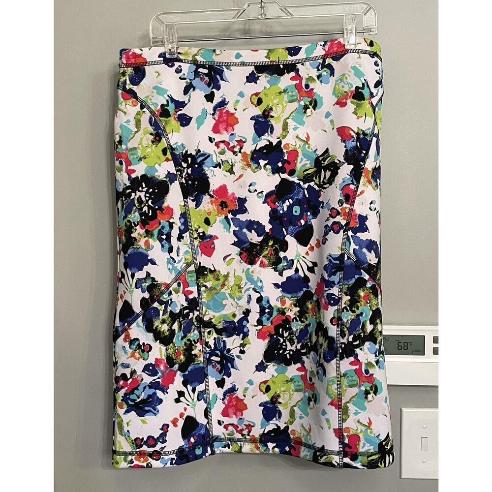 Nicole by Nicole Miller Multicolor Blue White Green Floral Elastic Womens XL EUC